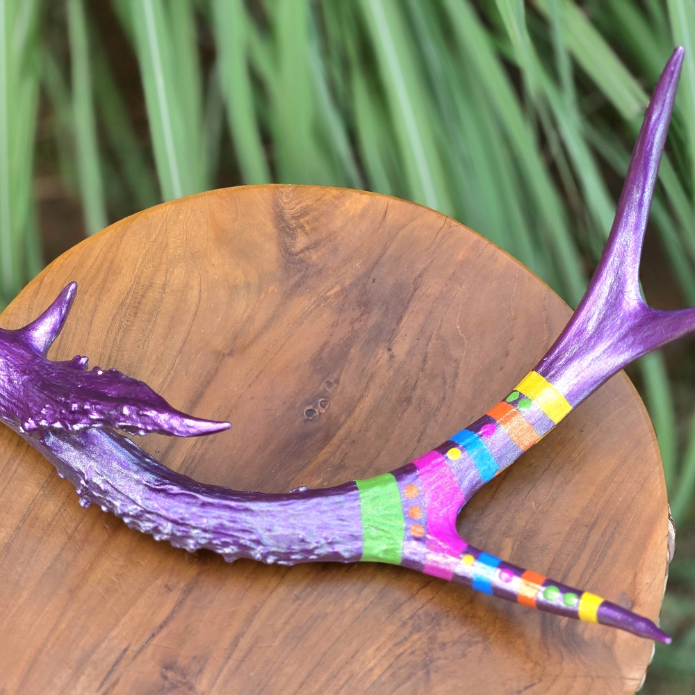 Colorful Painted Antler Decor